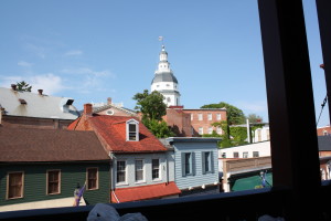 View from wrap around porch at hotel in Annapolis Md